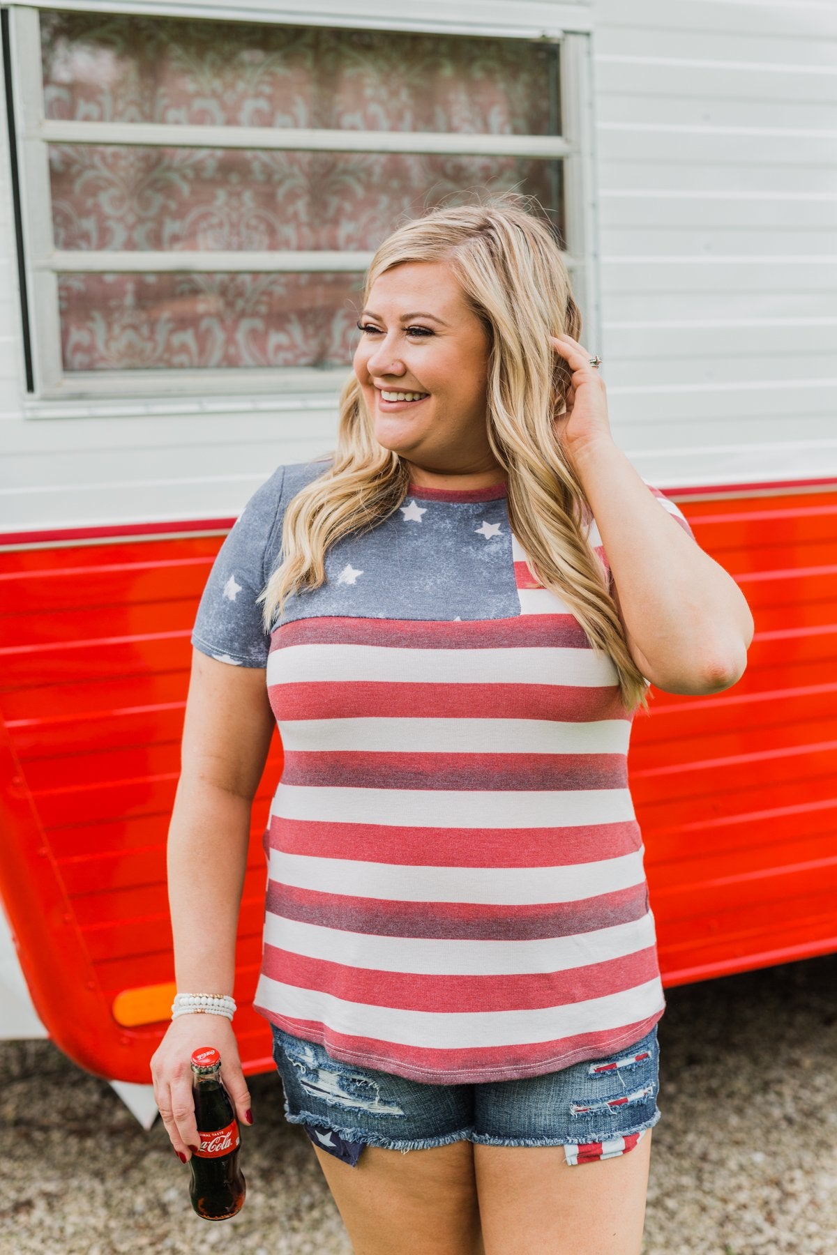 Feels Like Freedom Flag Print Top