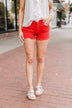 Celebrity Pink Frayed Hem Shorts- Fire Red