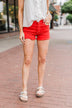 Celebrity Pink Frayed Hem Shorts- Fire Red