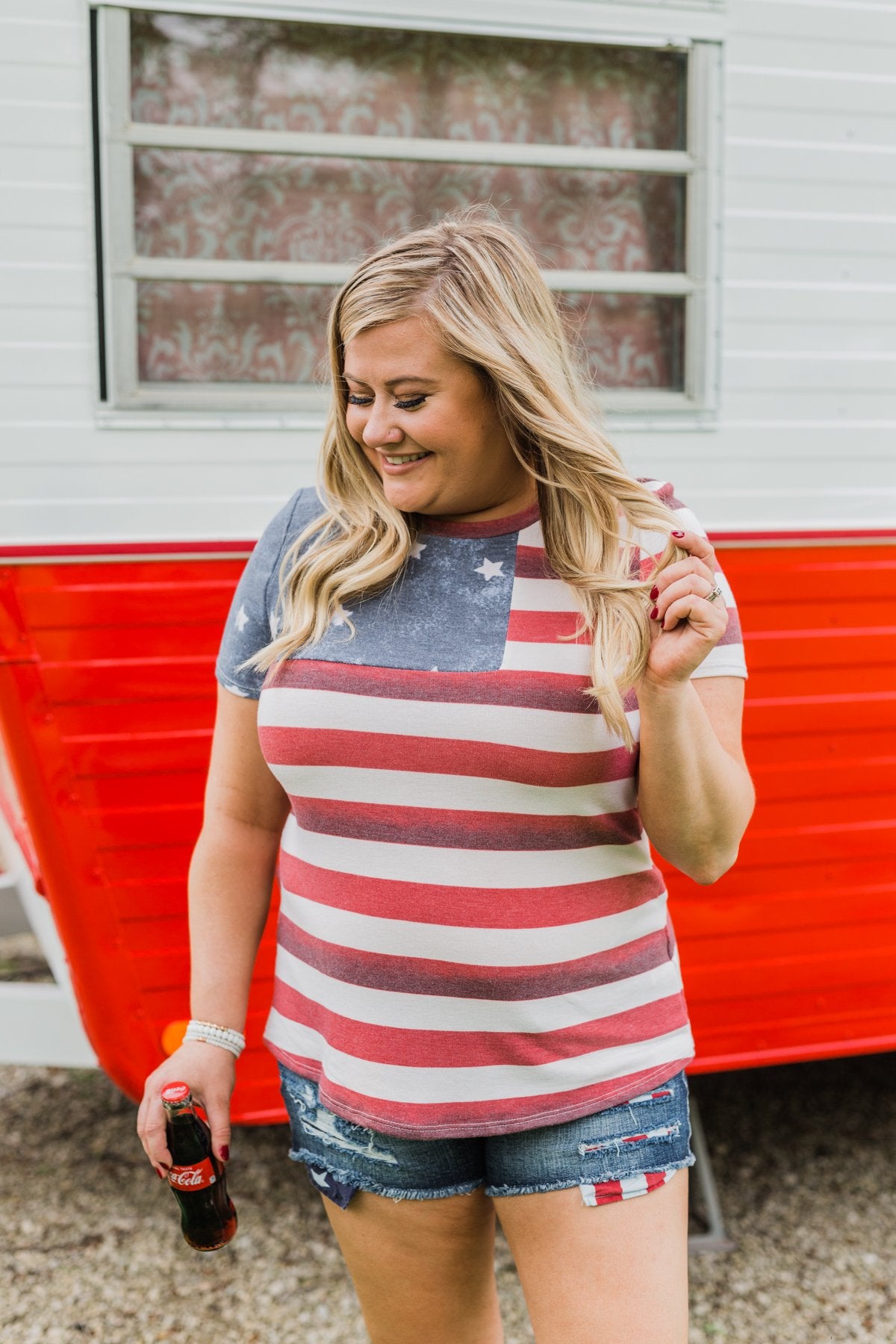Feels Like Freedom Flag Print Top