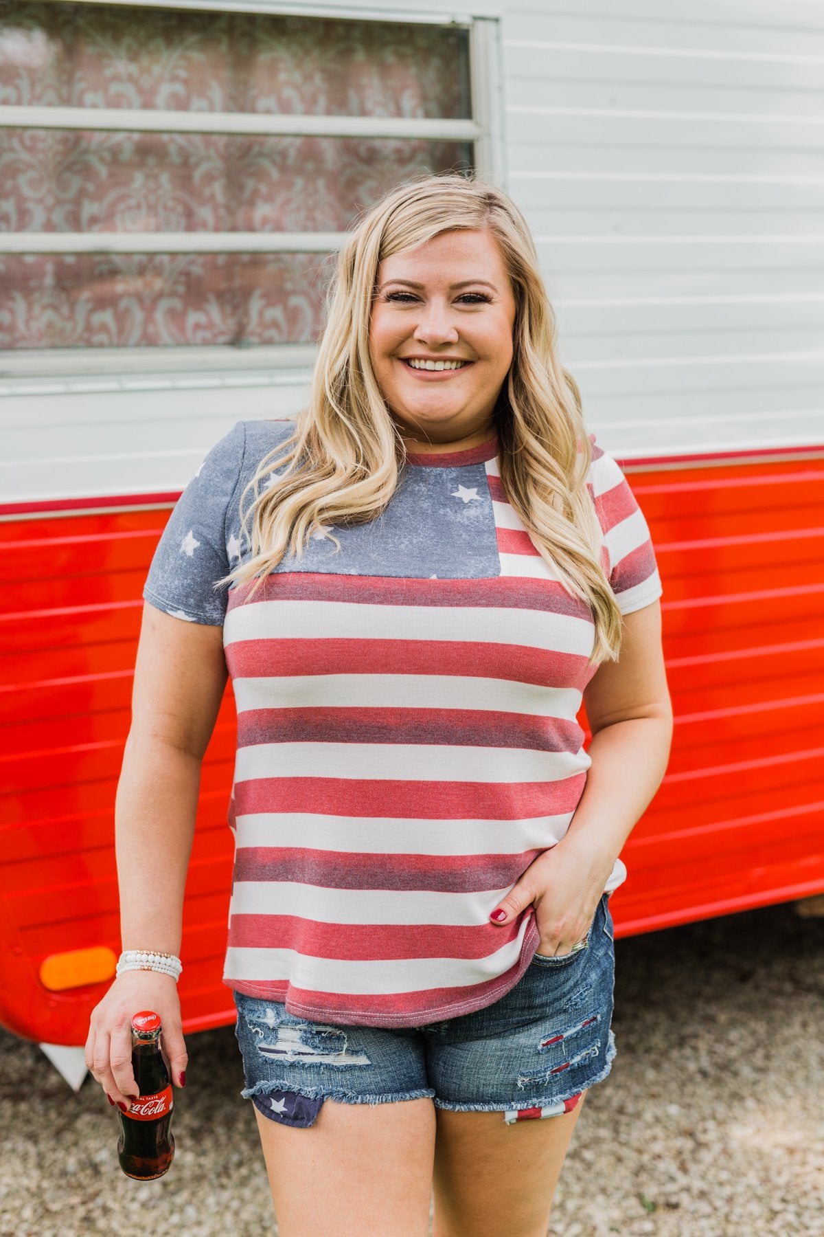 Feels Like Freedom Flag Print Top