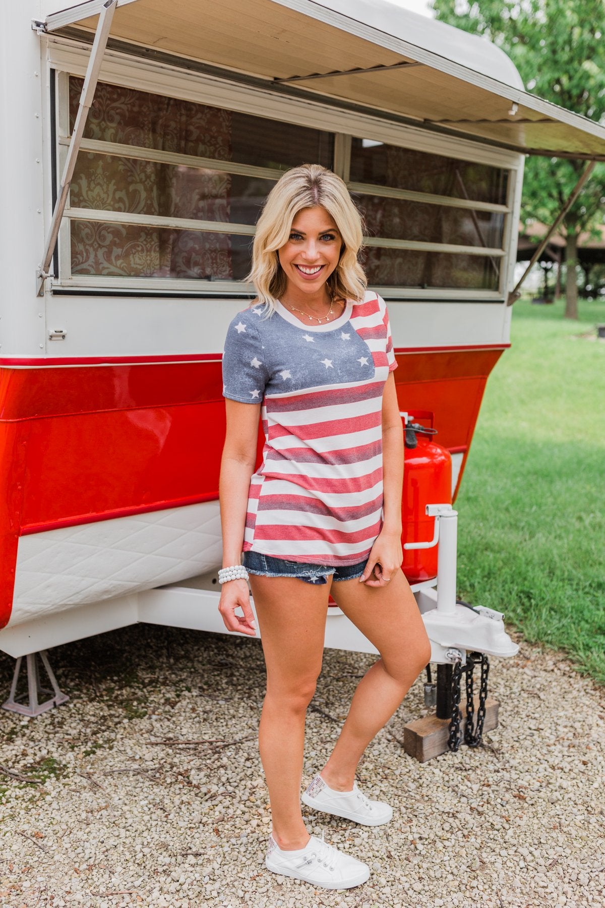 Feels Like Freedom Flag Print Top