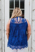 Forever By My Side Lace Tank Top- Royal Blue