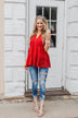 Cherish the Moment Babydoll Tank Top- Scarlet Red