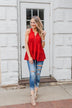 Cherish the Moment Babydoll Tank Top- Scarlet Red