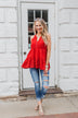 Cherish the Moment Babydoll Tank Top- Scarlet Red