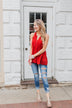 Cherish the Moment Babydoll Tank Top- Scarlet Red