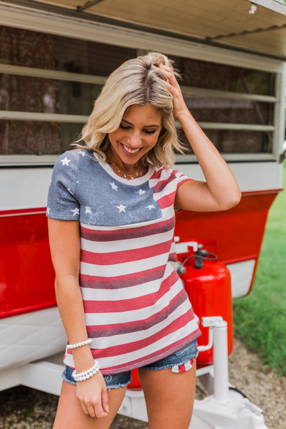 Feels Like Freedom Flag Print Top
