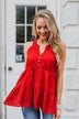 Cherish the Moment Babydoll Tank Top- Scarlet Red