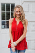 Cherish the Moment Babydoll Tank Top- Scarlet Red