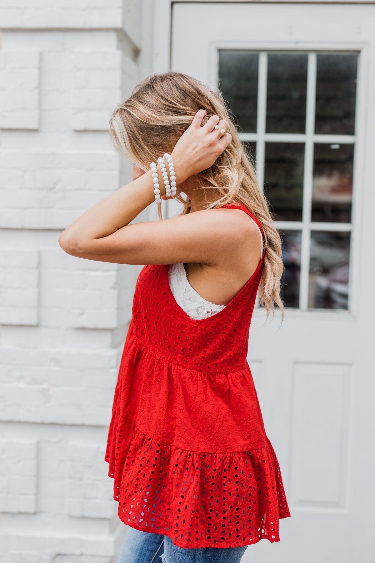Cherish the Moment Babydoll Tank Top- Scarlet Red