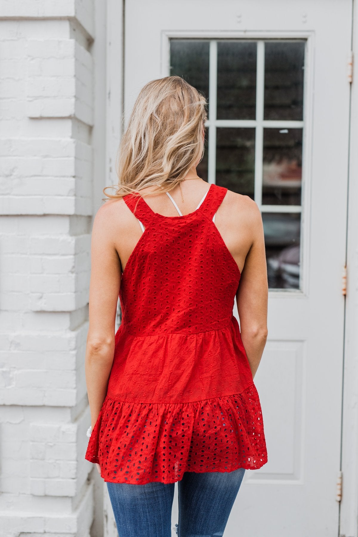 Cherish the Moment Babydoll Tank Top- Scarlet Red