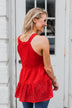 Cherish the Moment Babydoll Tank Top- Scarlet Red