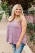 Flowering Fields Floral Lace Tank Top- Lavender