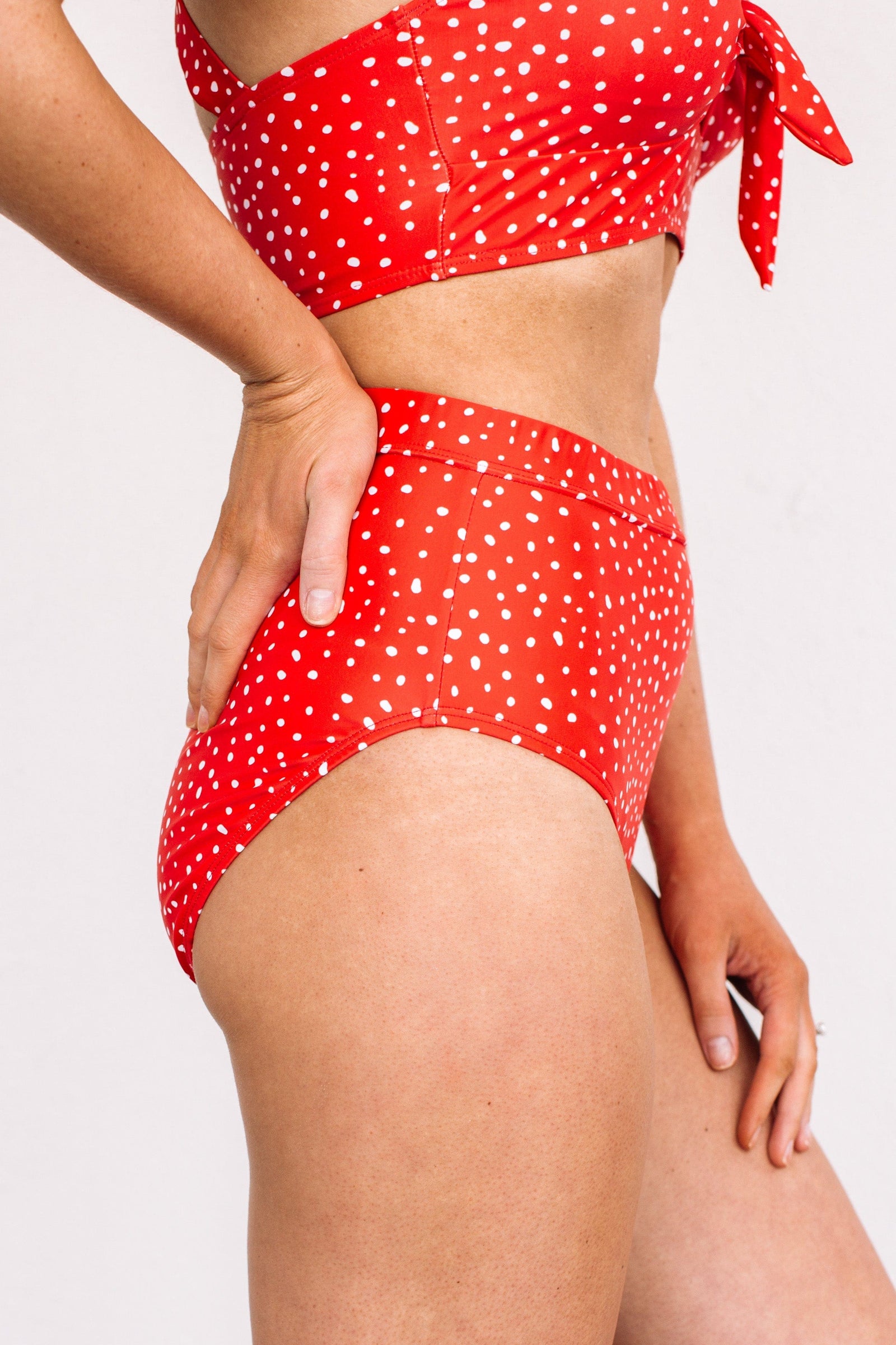 Sandy Shores Spotted Swim Bottoms- Red