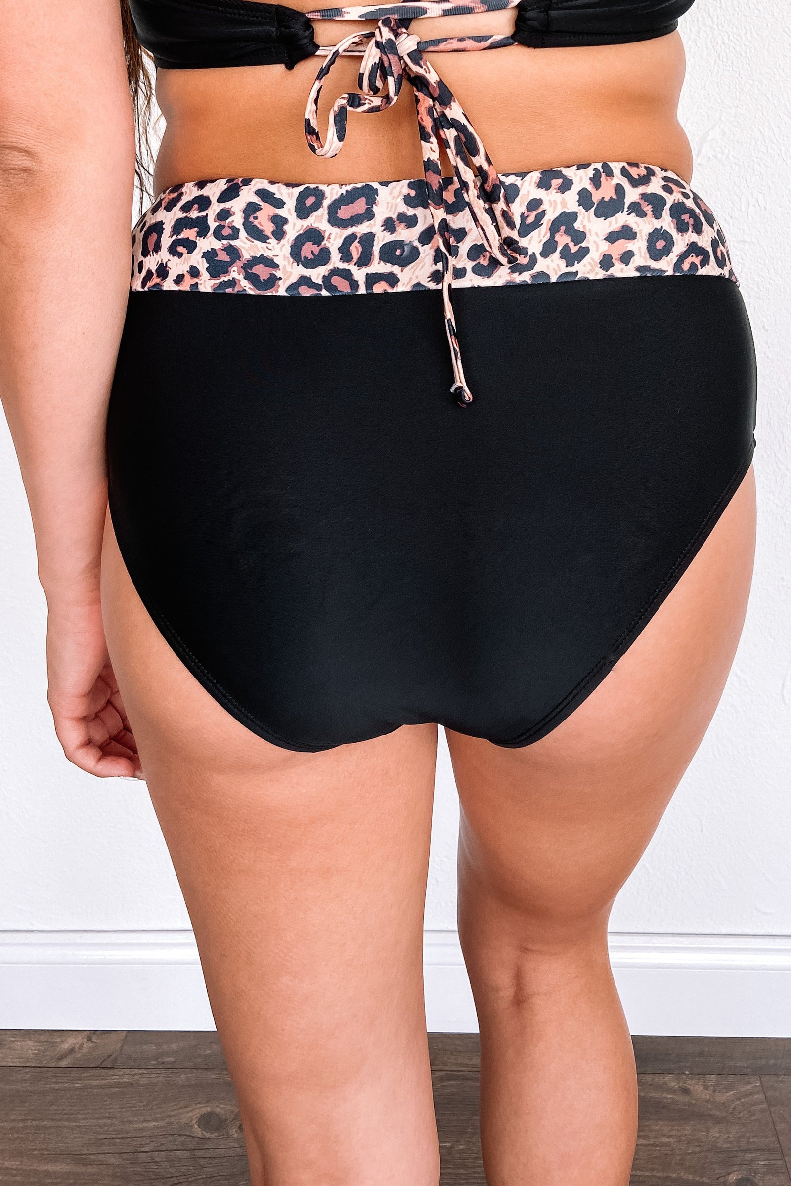 Ready For Sunshine High-Rise Swim Bottoms- Black & Leopard