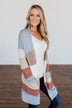Conquer The World Color Block Cardigan- Mocha, Blue, Cognac
