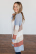 Conquer The World Color Block Cardigan- Mocha, Blue, Cognac