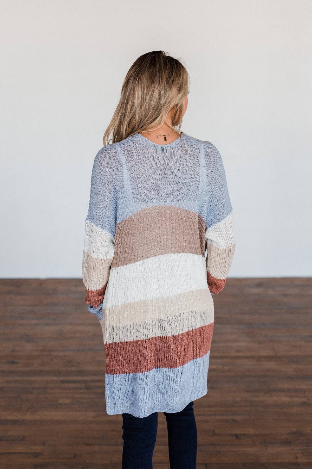 Conquer The World Color Block Cardigan- Mocha, Blue, Cognac