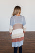 Conquer The World Color Block Cardigan- Mocha, Blue, Cognac