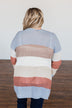 Conquer The World Color Block Cardigan- Mocha, Blue, Cognac