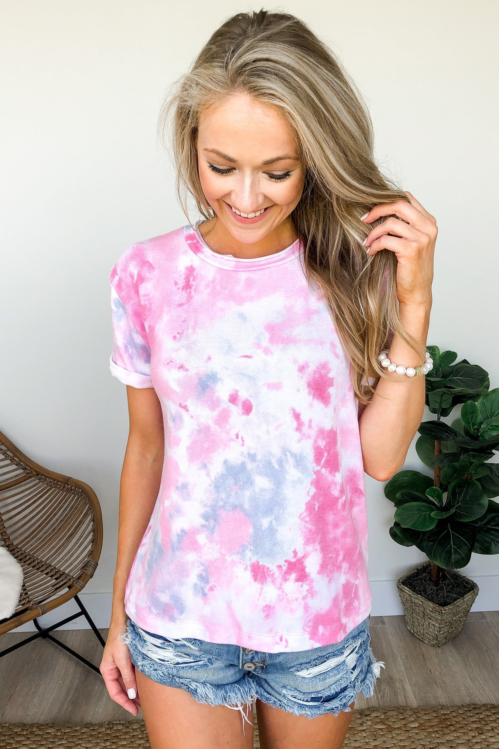 Just My Type Pink Tie Dye Top