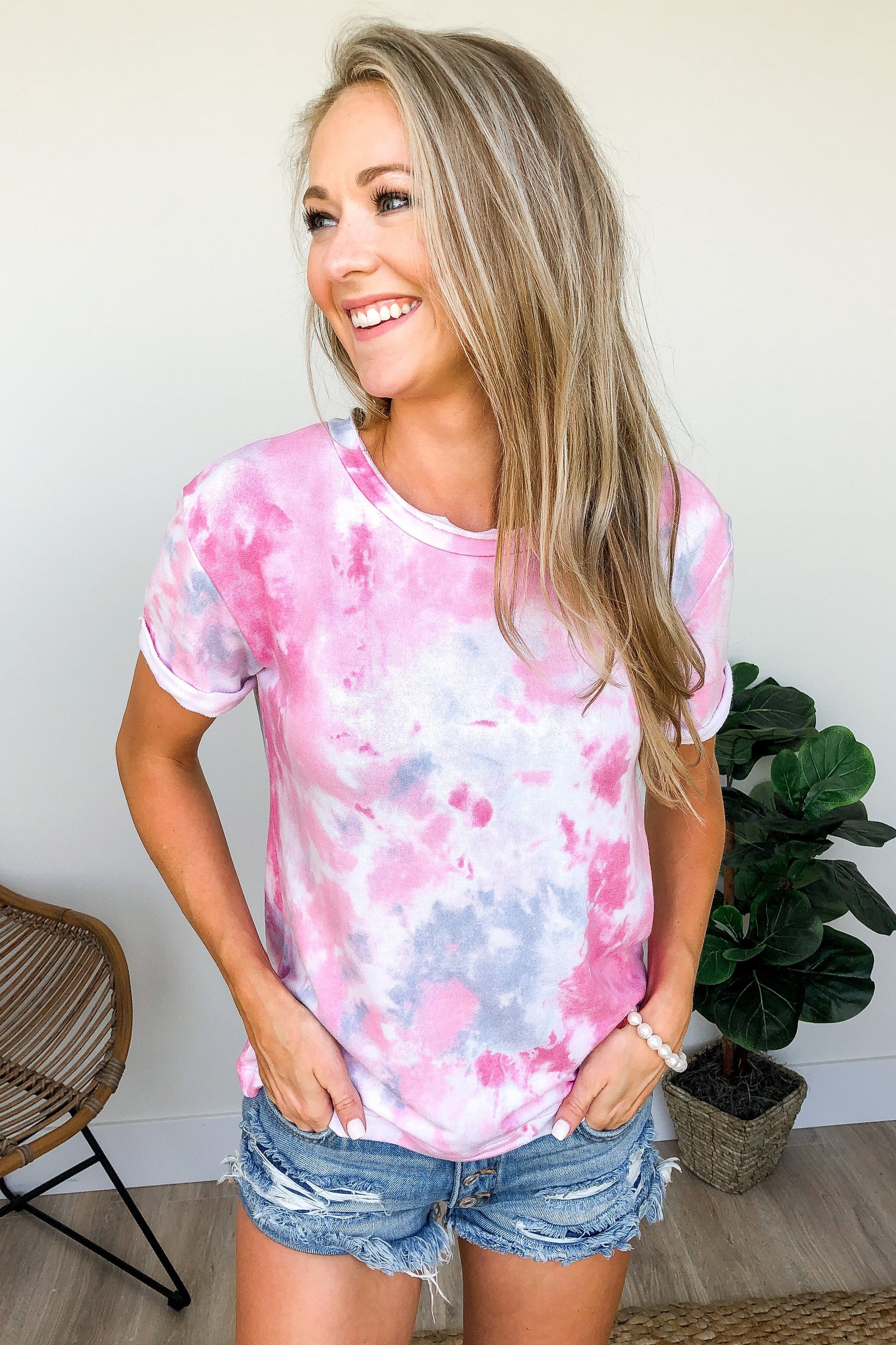 Just My Type Pink Tie Dye Top
