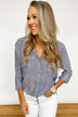 Let Me Adore You Button Down Top- Blue