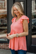 Bounce In Your Step Babydoll Knit Top- Coral