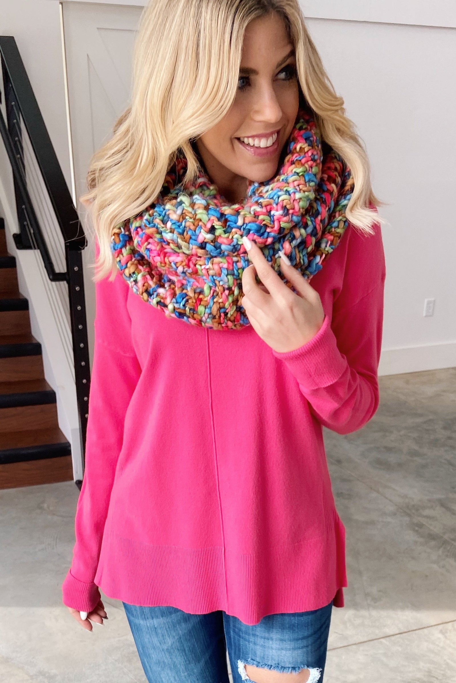 Chunky Knit Infinity Scarf- Multi-Colored – The Pulse Boutique