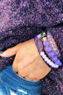 Geo Stone & Leopard Beaded Bracelet Set- Deep Purple