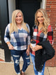 Sincerely Me Plaid V-Neck Top- Blue