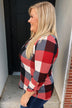 Sincerely Me Plaid V-Neck Top- Red