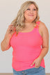 Ignore The Stares Ribbed Tank- Neon Pink