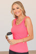 Ignore The Stares Ribbed Tank- Neon Pink