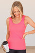 Ignore The Stares Ribbed Tank- Neon Pink