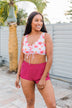 Surfing Through Life Cinched Swim Top- Ivory Floral