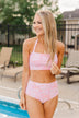 Chasing The Sun Floral Bandeau Swim Top- Pink