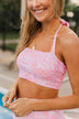 Chasing The Sun Floral Bandeau Swim Top- Pink