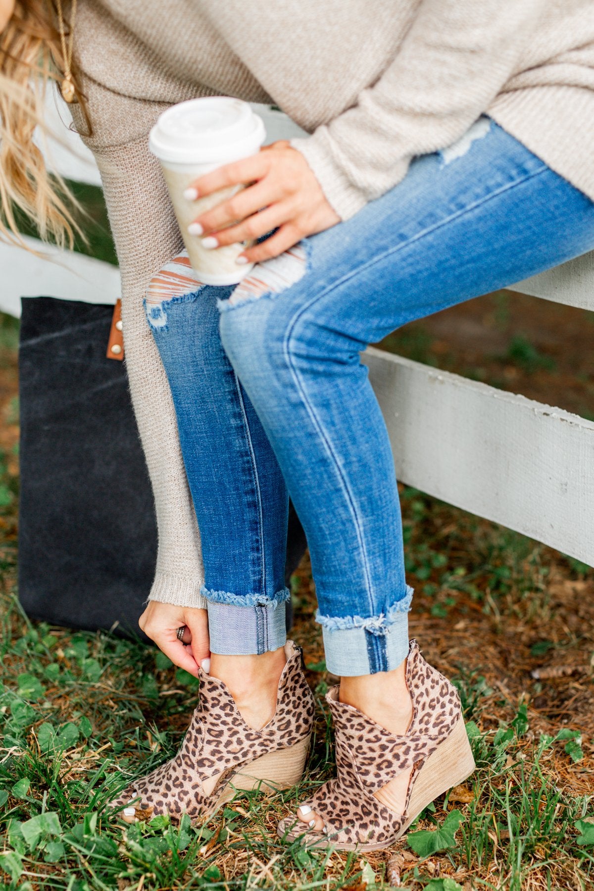 Leopard closed sales toe wedges