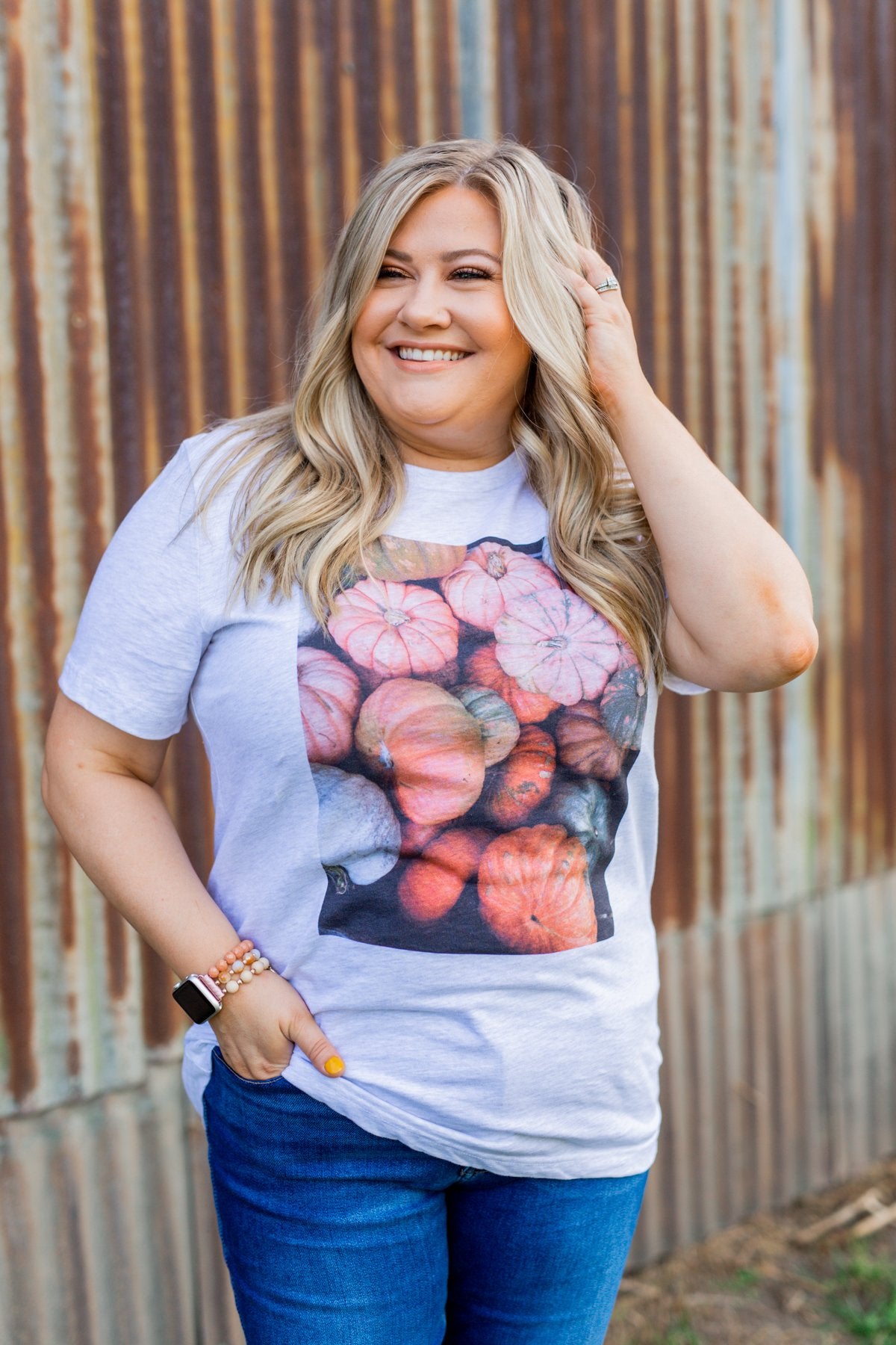 Meet Me At The Pumpkin Patch Graphic Tee- Heather Grey