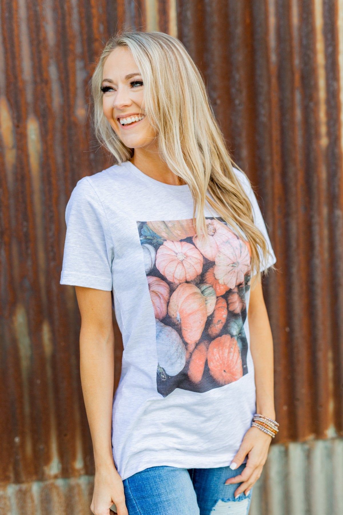 Meet Me At The Pumpkin Patch Graphic Tee- Heather Grey