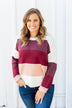 Dream Bigger Color Block Sweater- Ivory, Burgundy, & Dusty Pink