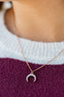 Diamond Studded Crescent Necklace- Rose Gold