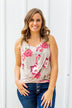 Everywhere I Go Floral Twist Tank Top- Taupe
