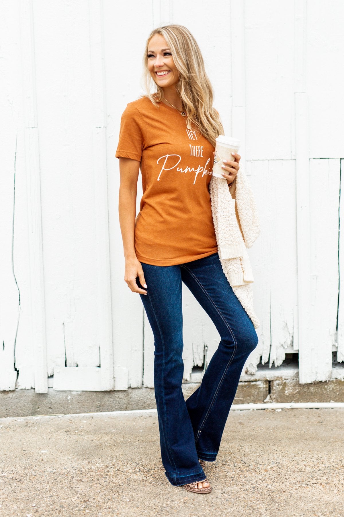 "Hey There Pumpkin" Graphic Tee- Copper