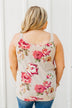 Everywhere I Go Floral Twist Tank Top- Taupe