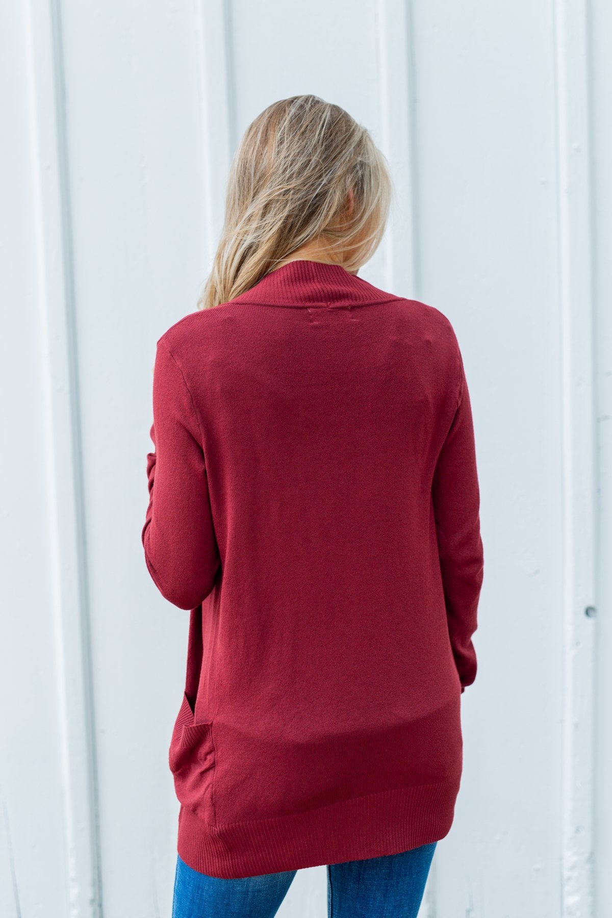 Light Weight Open Front Cardigan- Brick Red