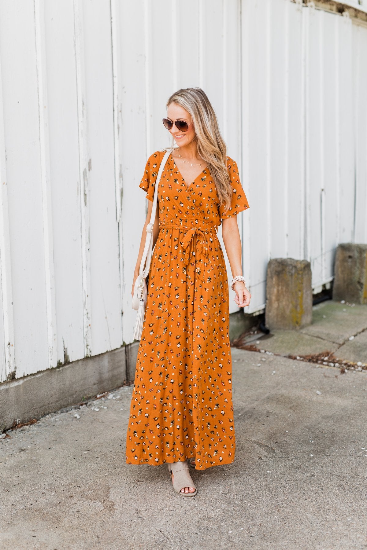 Can't Help But Stare Floral Maxi Dress- Burnt Orange
