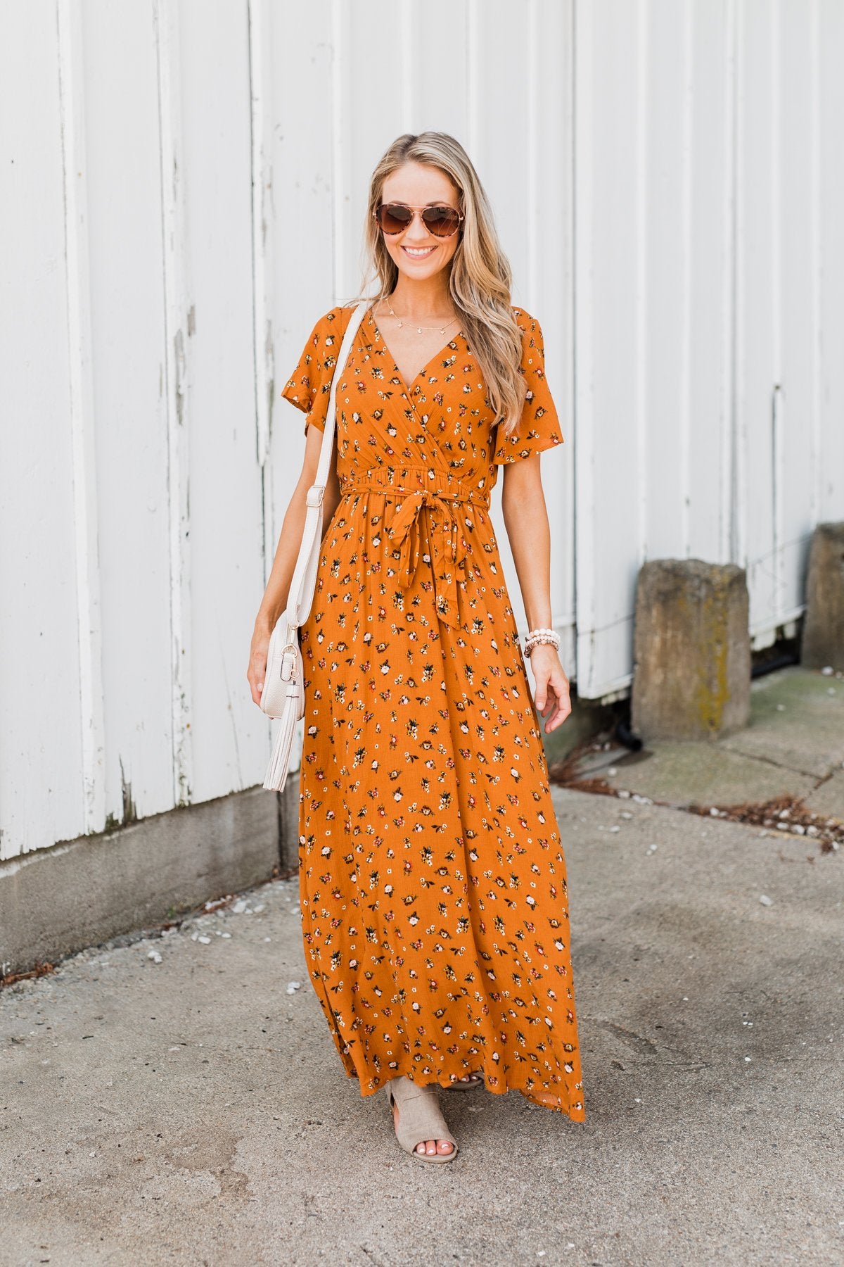 Can't Help But Stare Floral Maxi Dress- Burnt Orange Can't Help But Stare Floral Maxi Dress- Burnt Orange